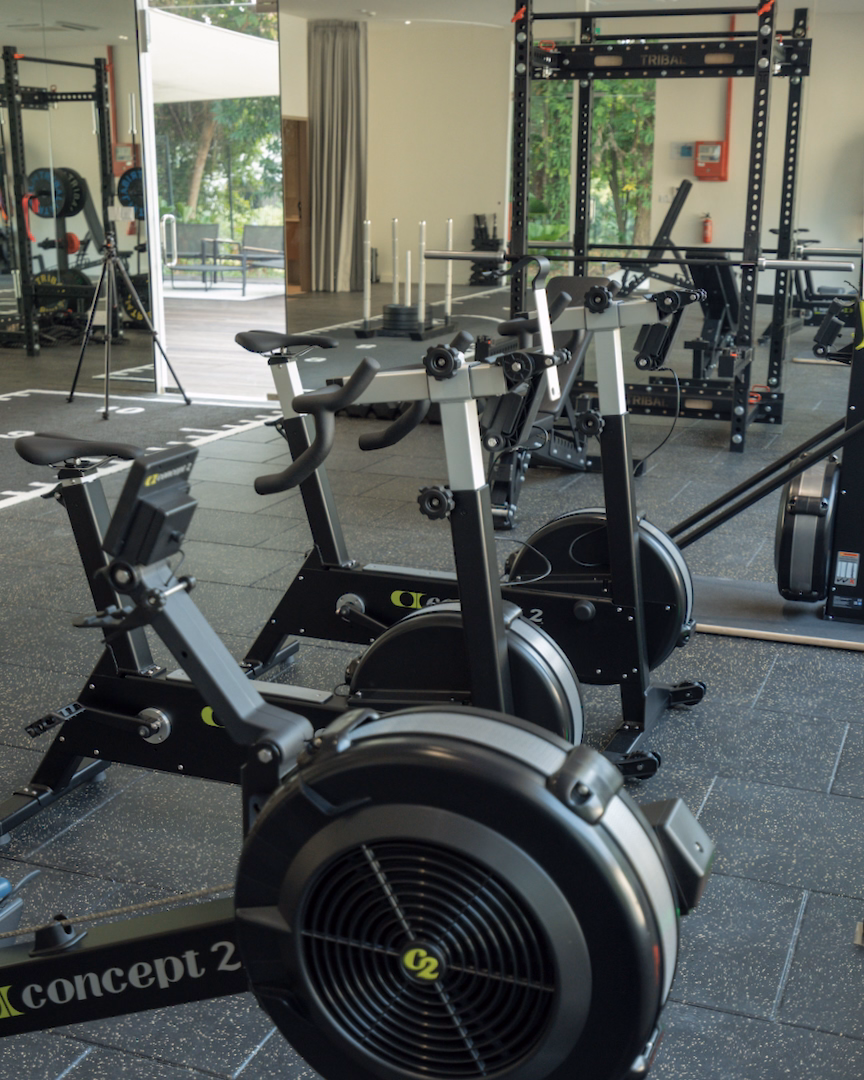 Rowing machines and exercise bikes in the gym